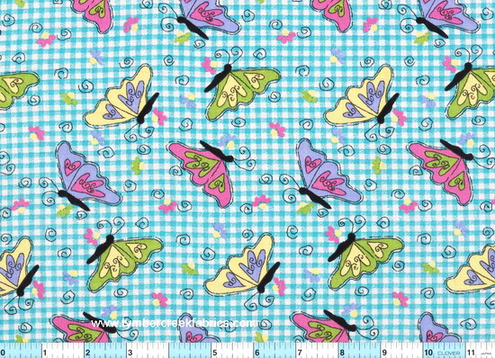 Butterfly Butterflies Gingham Check Fabrics